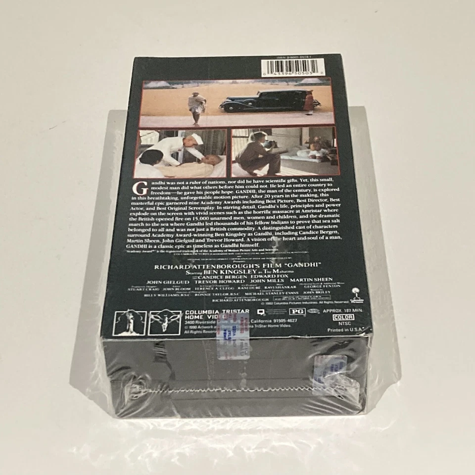 Gandhi VHS 2-Tape 1982 Ben Kingsley Columbia RCA Home Video NEW Sealed Watermark Foto 4 de 4