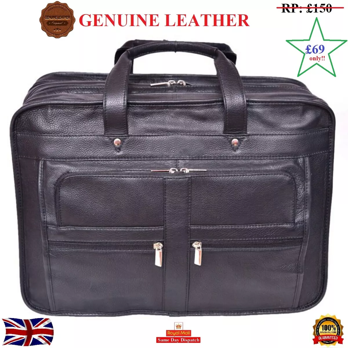 Executive New Leather Laptop Bag Briefcase Business Office Work