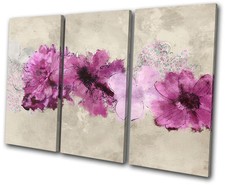Floral Painted Flowers CANVAS WALL ART Picture Print VA