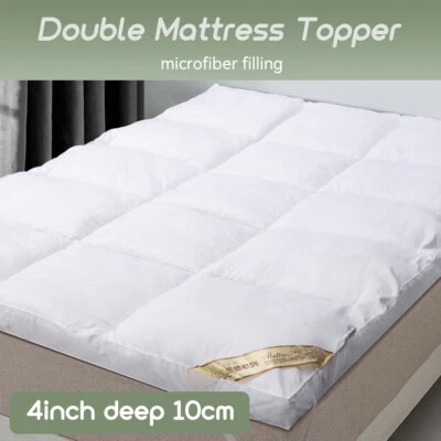 4” Mattress Topper Big Double 10cm Thick White 137 x 190cm Memory Foam Mattress
