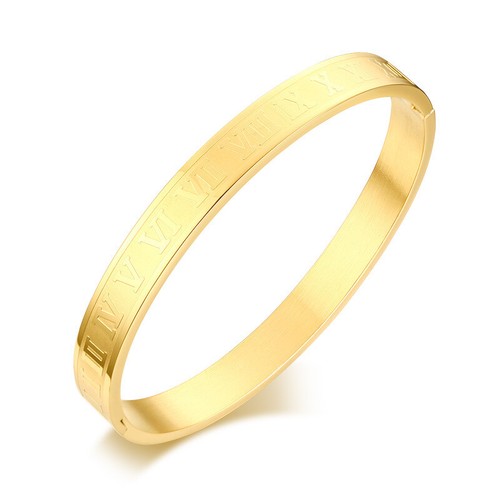 Silver/Gold/Black Bangle Roman Numerals Men's 8MM Stainless Steel Bracelet 18CM - Picture 11 of 12