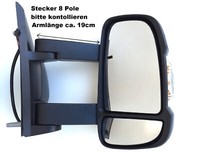 AußEnspiegel Spiegel Fiat Ducato Ab 07/2006- Rechts Elektrisch Langer Arm 19Cm