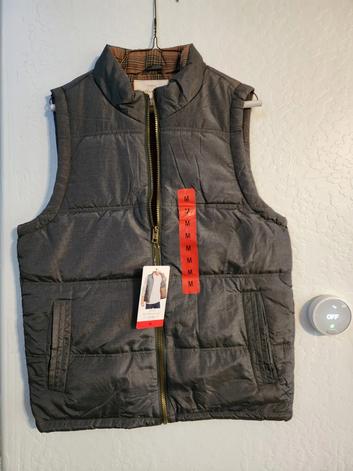 Weatherproof Vintage Men's Puffer Full Zip Lined Insulated Vest Green Medium