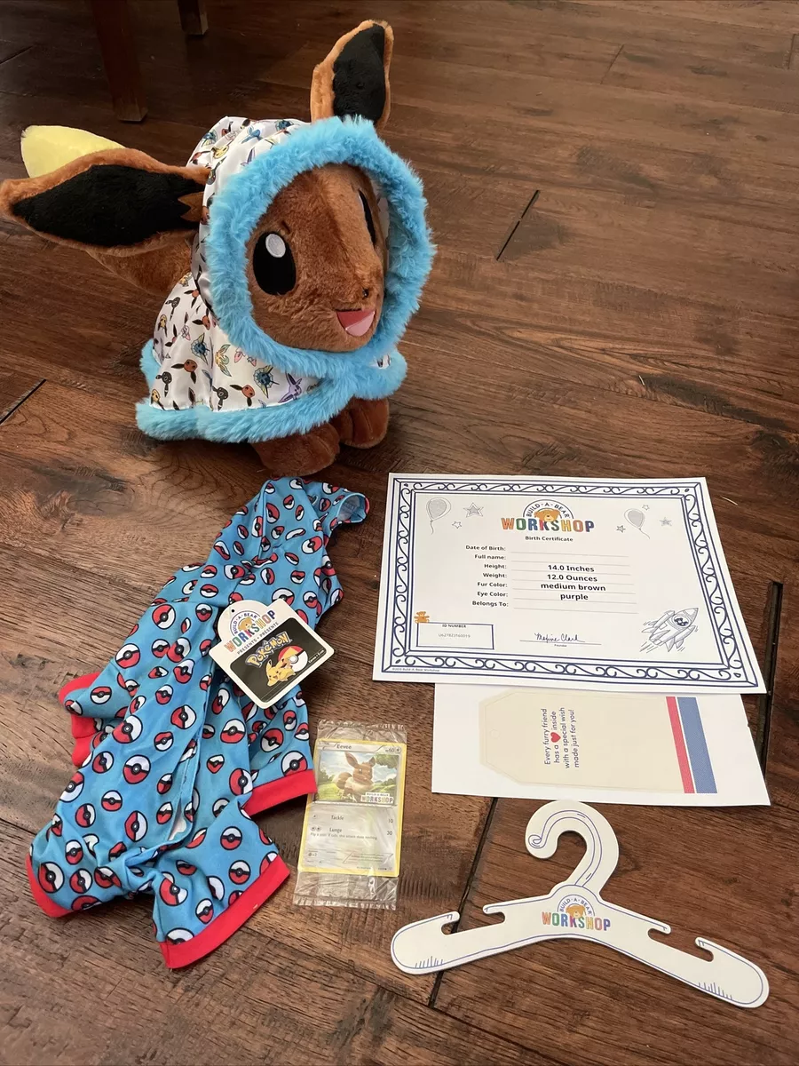 eevee build a bear with sealed card certificate 2 outfits NEW rare Includes All