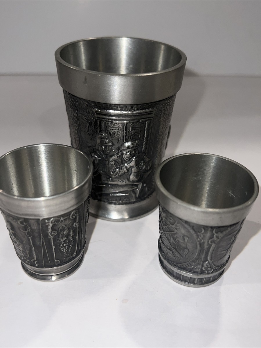 Vintage Rein Zinn 95% Etain Pür Tin Pewter Footed Cup Shot Glass 