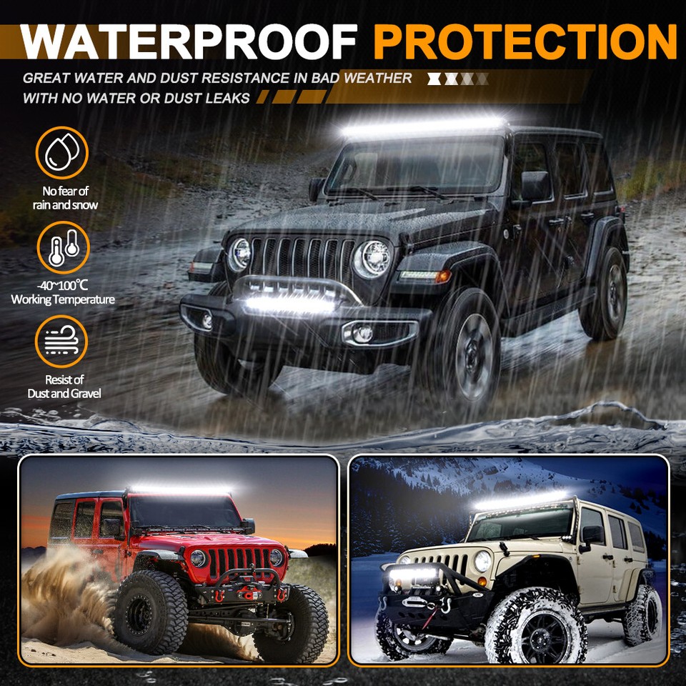 Slim Curved 50" LED Light Bar Roof Wire kit For 19842001 Jeep Cherokee