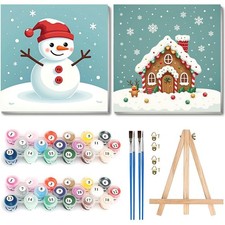 2 Pack DIY Paint By Numbers Kit For Kids Beginner Canvas Wall Art 8x8 In 74