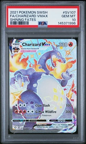 2021 POKEMON SWORD & SHIELD SHINING FATES #SV107 FULL ART/CHARIZARD VMAX PSA 10