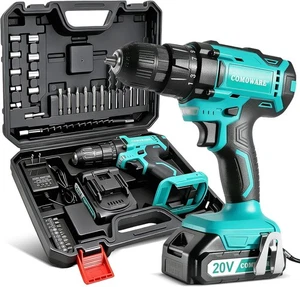 COMOWARE 20V Cordless Drill, Electric Power Drill Set with 1 Battery & Charger,