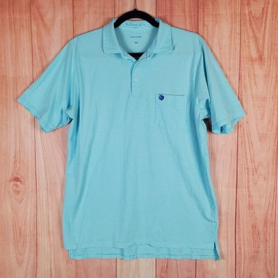 B. Draddy Mens Polo Shirt Medium Blue Striped Short Sleeve Collared Pullover