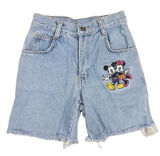 Vintage Disney Mickey  Co Denim Shorts Kids 8 Blue Embroidered Cut Off Minnie