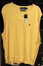 Polo Ralph Lauren - NWT YELLOW -MEN's XXL - Cotton / Silk Sweater Golf Vest