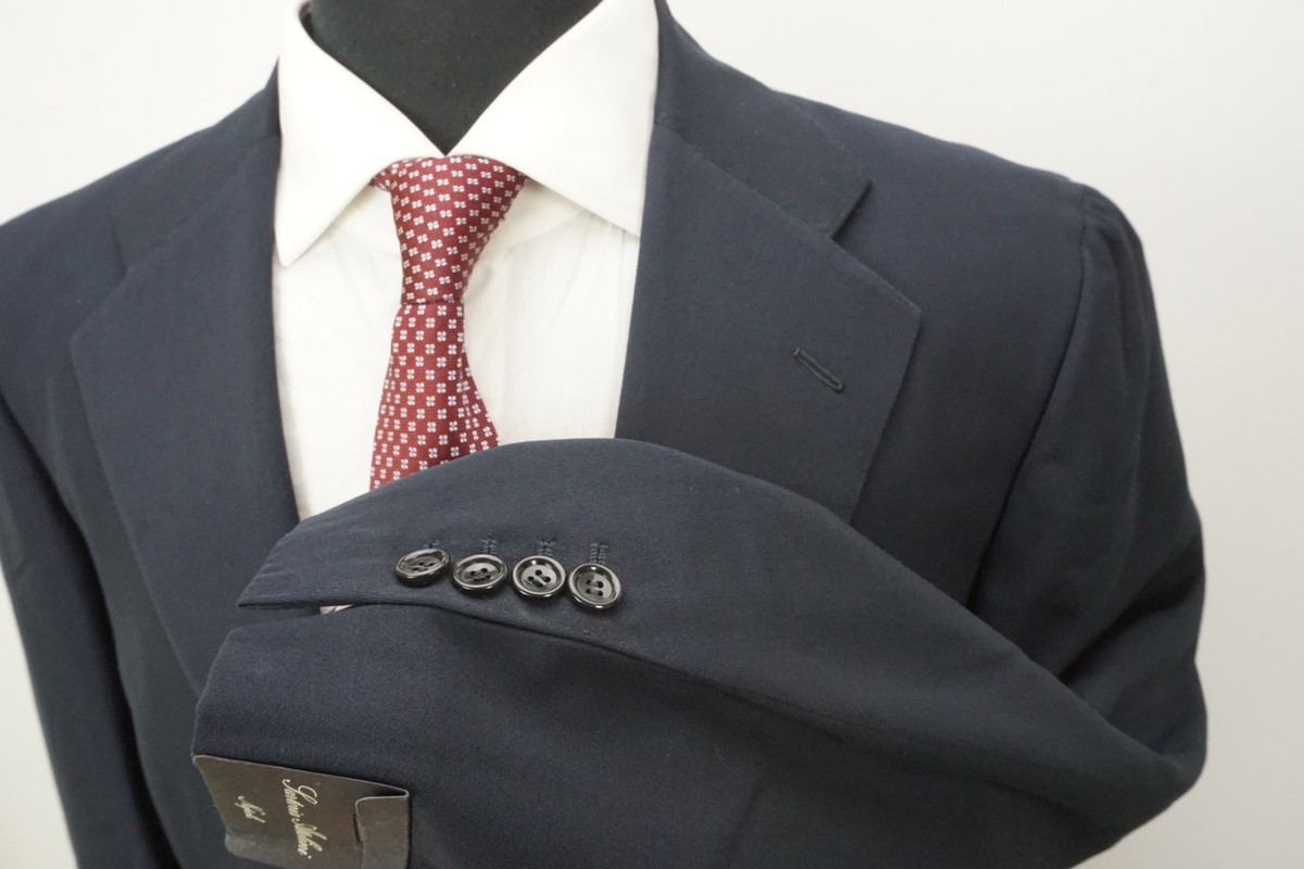 Sartoria Attolini NAvy Blue S180s Wool 2 Pc Suit Jacket Pants Sz