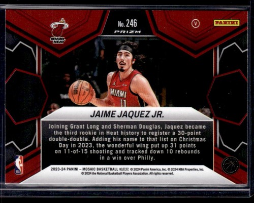 JAIME JAQUEZ JR. 2023-24 PANINI MOSAIC FAST BREAK DISCO PRIZM RC MIAMI HEAT #246 - Picture 2 of 2