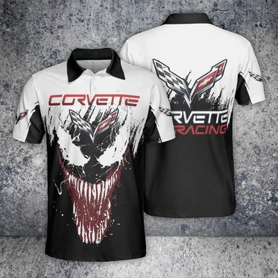 *HOT* Custom Name Men's Chevrolet Corvette logo C7 3D Polo Shirt - All Size