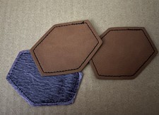 Blank Leather Hat Patches, 10 Pack, Hexagon Laserable with Adhesive