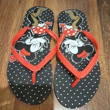 Disney Women  s Minnie Mouse Flip Flop Sandals Polka Dot Rubber Black/Red 7
