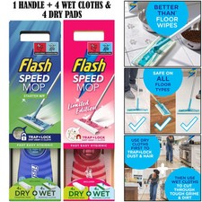 Flash Speed Mop Starter Kit, All-In-One Floor Mopping System - 4 Wet+ 4 Dry Pads