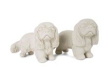 Blue Witch Unpainted Cruet Set Cavalier King Charles, Handmade Ceramic