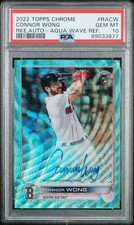 2022 Topps Chrome Rookie Autographs #RACW Connor Wong Aqua Wave /199 RC PSA 10
