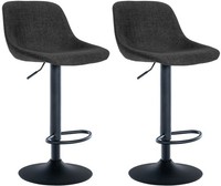 2Er Set Barhocker Loft Stoff Schwarz