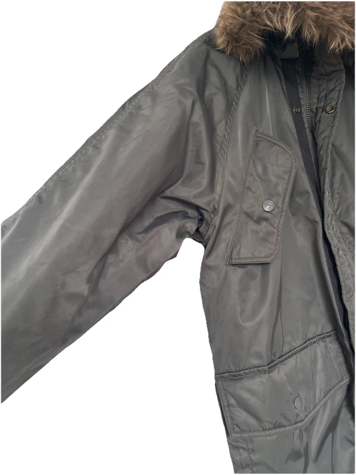 Y2K Ben Sherman Khaki Parker jacket coat Small hood Oasis Liam Gallagher 1990 - Image 2 of 4