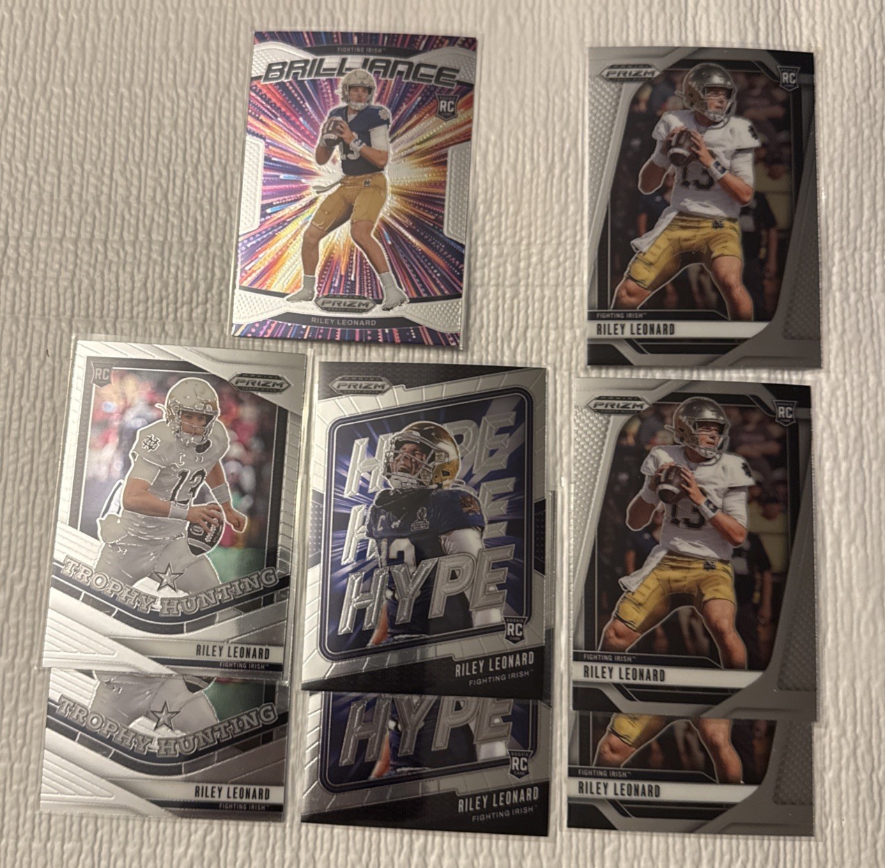 8 2025 Prizm Draft Picks Riley Leonard (RC) Brilliance, Hype, Trophy Hunting,