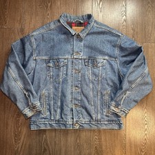 Vintage 1991 Levi  s Flannel Lined Denim Trucker Jacket USA XL Plaid Blanket