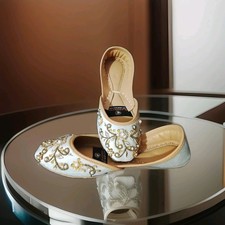 Indian Punjabi Pakistani Traditional Women's Khussa Flat Shoes US Size 6,7,8