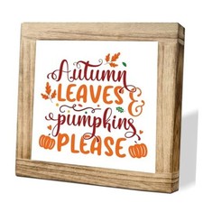 Autumn Wooden Sign Autumn Leaves And Pumpkins Please Fall Home Decor Rustic