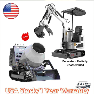 #ad 2000lb 1 Ton Mini Excavator Pilot Controln Bamp;S Gas Tracked Concrete Mixer Truck $9099.00