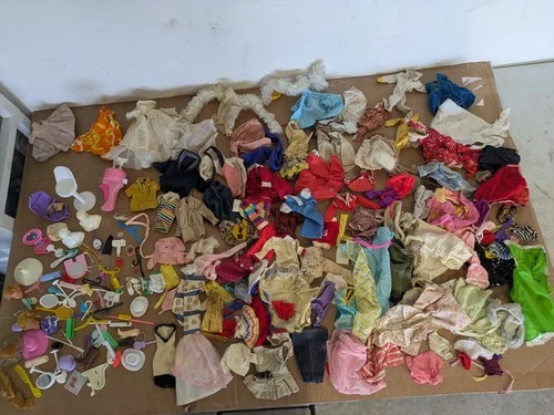 Huge Vintage Barbie Clothing Accessories 60s 70s 80s Mattel Dresses Shoes Lot