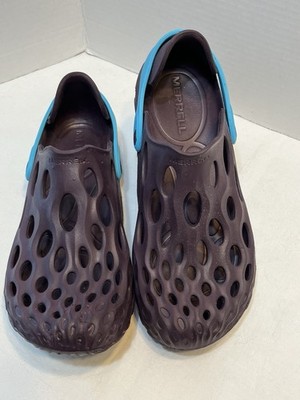 Merrell Hydro Moc Womens 9/Mens 7.5 Purple Vented Slip On Clog Shoe Blue Strap