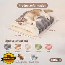 SOMAHE Cat Sleeping Bag Beige Self-Warming Hooded Pet Cave Bed Portable