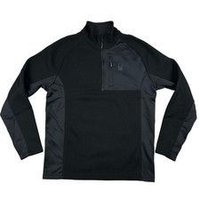 Spyder Pullover Mens Large Black 1/4 Zip Thermal Fleece Outdoor Ski Layer