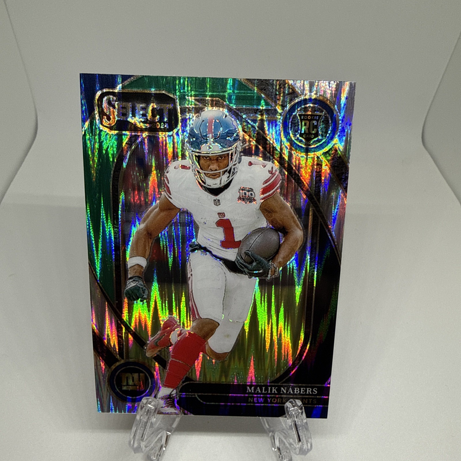 2024 Panini Select - Club Level Malik Nabers #220 Black & Green Shock Prizm (RC)