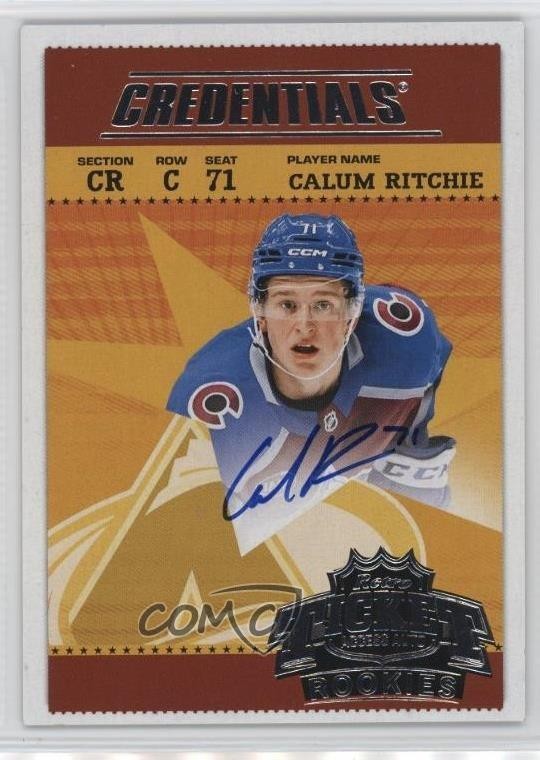 2024 Upper Deck Credentials Retro Ticket Access Rookies Calum Ritchie Auto 1fk4