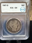 1907-D 50C Barber ICG CERTIFIED - G4. Some history Here In A Slab.  Detailed!!