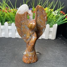 0.8LB 6" Natural Indonesian Cave Agate Angel Carved Crystal Quartz Decor Reiki
