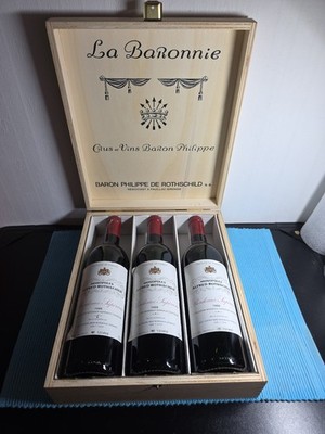 Baron Philippe de Rothschild La Baronnie 3x Bordeaux Supérieur 1986 + Holzkiste