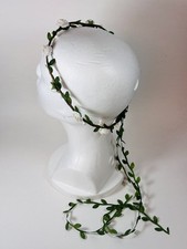White Rose Flower Crown Wedding Quinceanera Communion Boho Green Headband FH E