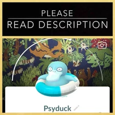Shiny Psyduck with a Swim Ring Costume Special Background - Pokemon Go