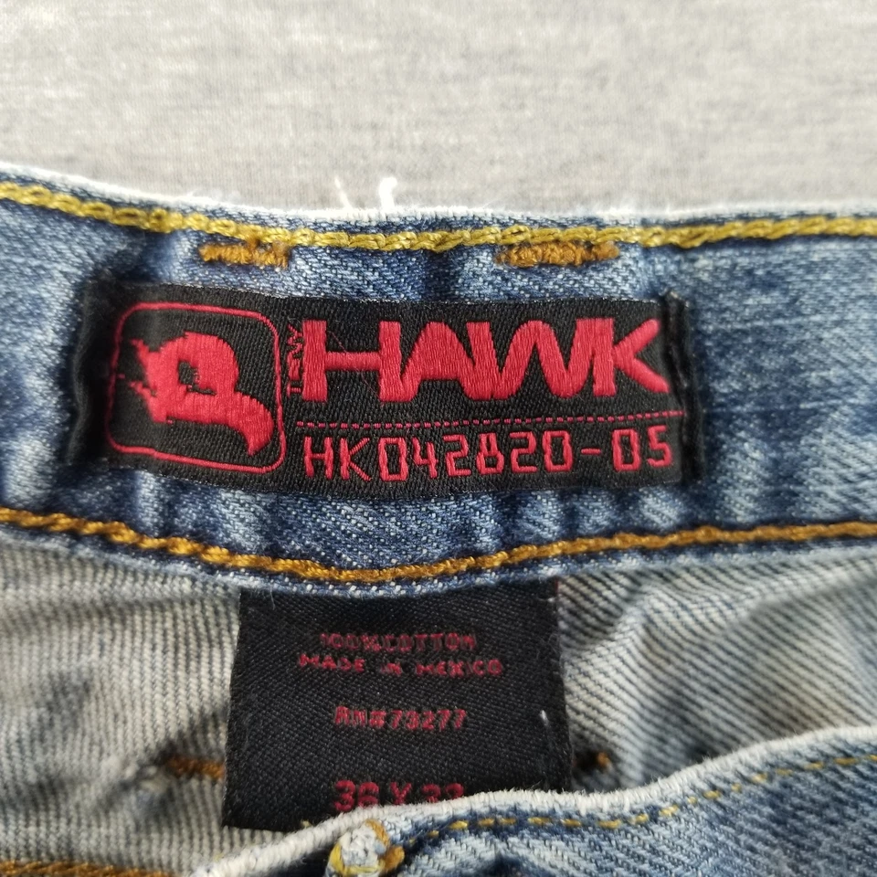 Pantalones de mezclilla Hawk para hombre talla 36X32 años 2000 de colección Y2K lavado medio Normcore núcleo de trabajo duradero bonitos Foto 3 de 4