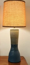 Vintage Mid Century Zappa Studio Pottery Lamp Colorado Speckled Blue Brown Glaze