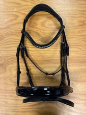 Halter Ego Black Patent Snaffle Bridle. Size XFULL.