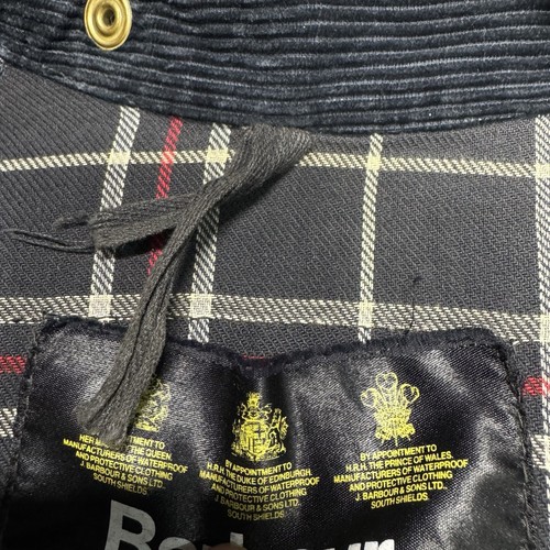 Barbour A170 Burghley Wax Coat Jacket Vintage 1989 Navy Long Size C38/97CM Small - Picture 17 of 24