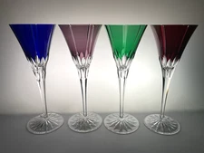 4 Ajka Crystal Castille Albinka Fluted Wine Glasses 8.75” W/ Tags