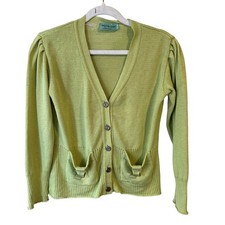 Maria Lisa Light Green Button-Up Cardigan Size M Cottagecore Vintage 80s 90s