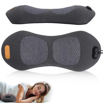 3-in-1 Back Massager Electric Lumbar Pillow Heat Vibration Spine Support Gray