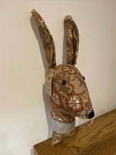 HARE RABBIT HEAD FAUX TAXIDERMY WALL HANGING HANDMADE UPCYCLED RETRO MATERIAL